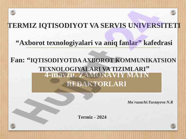 Zamonaviy matn redaktorlari va uzunliklari