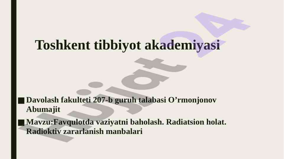 Radiatsion vaziyatni baholash va ta'siri