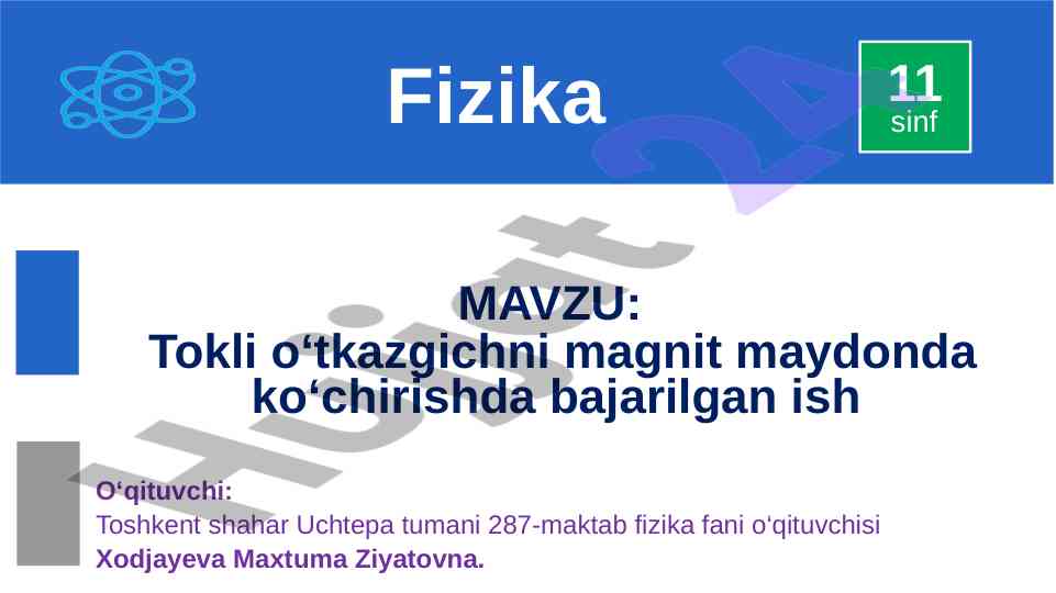 Tokli o'tkazgichni magnit maydonda ko'chirish