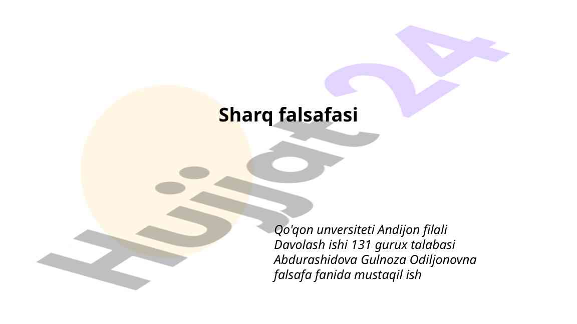 Sharq falsafasi va uning tarixi