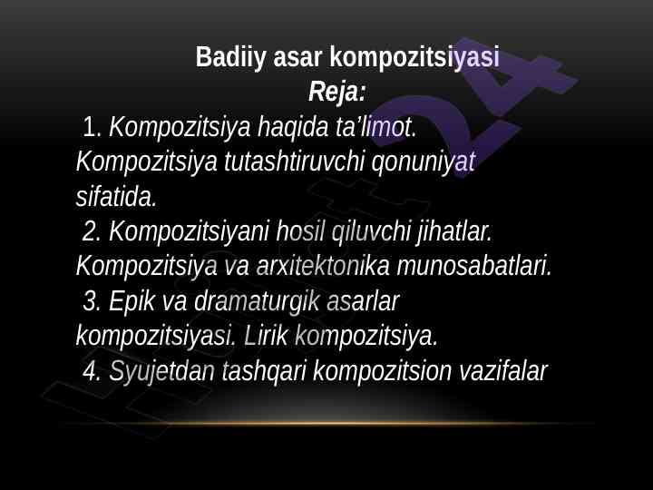 Badiiy asar kompozitsiyasi haqida tahlil