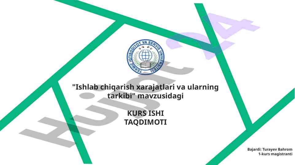 Ishlab Chiqarish Xarajatlari Va Ularning Tarkibi