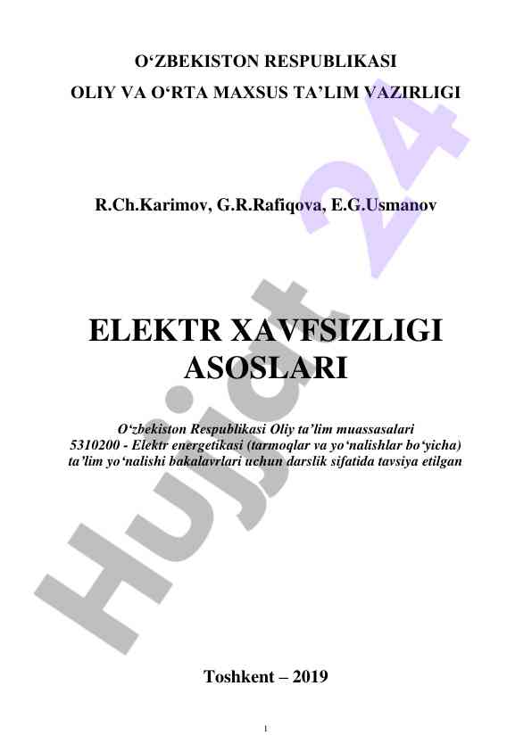 Elektr xavfsizligi asoslari darsligi
