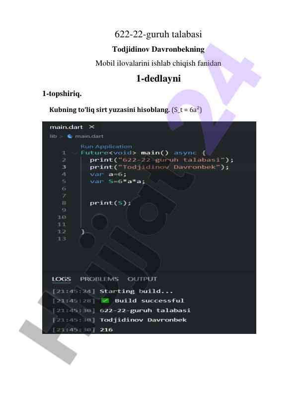Mobil ilovalarini ishlab chiqish topshiriqlari