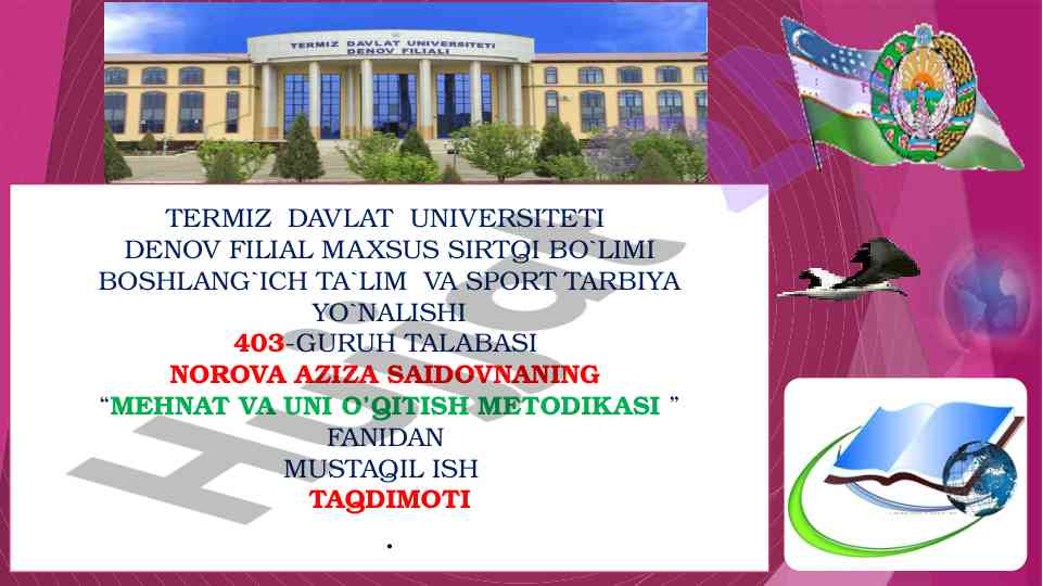 Mehnat ta`limi o`qitish metodikasi taqdimoti