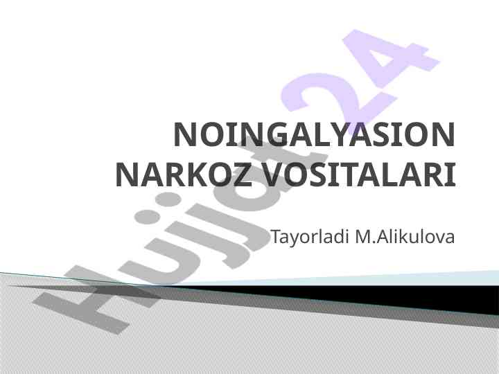 Noingalyasion narkoz vositalari va ularning turlari