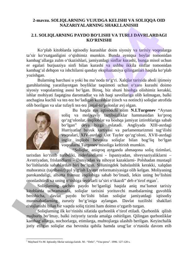 Soliqlarning vujudga kelishi va soliqqa oid nazariyalar