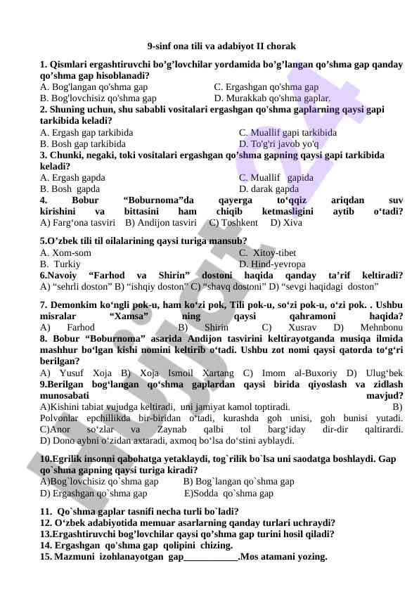 Ergashgan qo'shma gaplar va ularning turlari