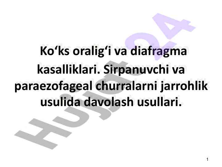 Ko‘ks oralig‘i va diafragma kasalliklari