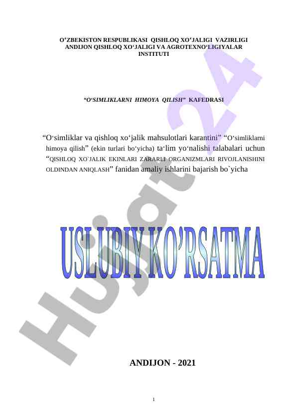 Qishloq xo‘jalik ekinlari zararlilari rivojlanishini oldindan aniqlash