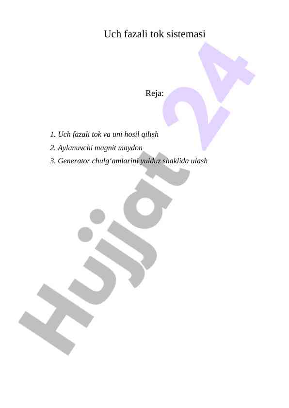 Uch Fazali Tok Sistemasining Asosiy Prinsiplari