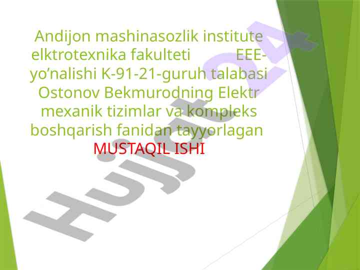 Tiristorli kuchlanish rostlagichi - asinxron motor tizimi