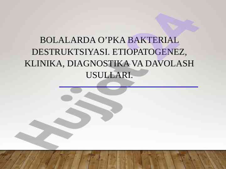 Bolalarda o’pka bakterial destruktivasi tahlili
