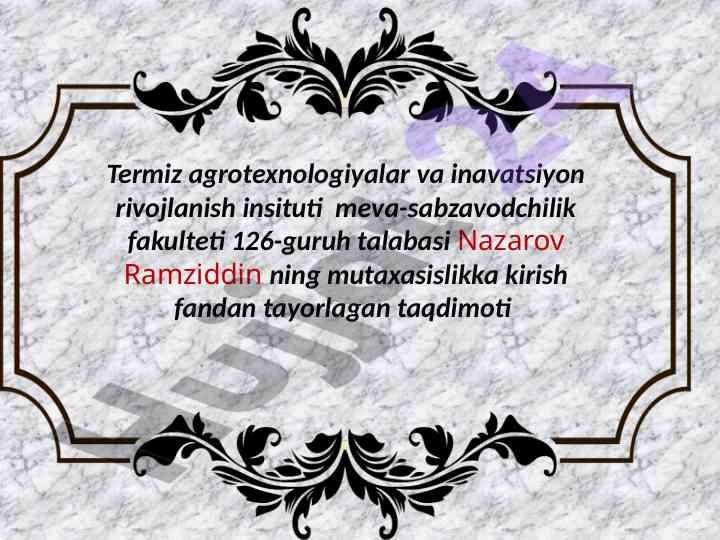 Tolali ekin mahsulotlarini saqlash taqdimoti