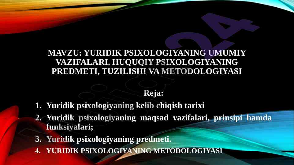 Yuridik psixologiyaning umumiy vazifalari tahlili