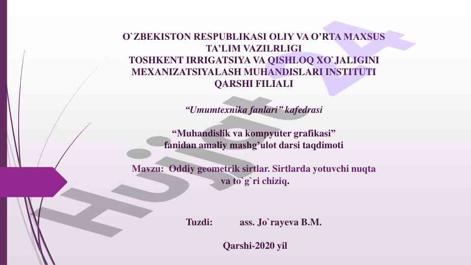 Oddiy geometrik sirtlar taqdimoti