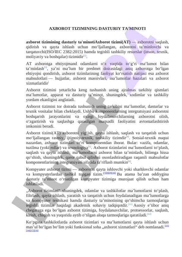 Axborot tizimining dasturiy ta'minoti muhimligi