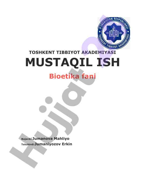 Transplantologiya tarixi va holati o'zbekiston