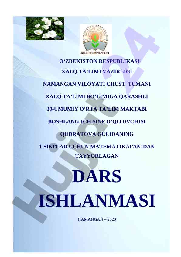 Burchak va uning turlari dars ishlanmasi