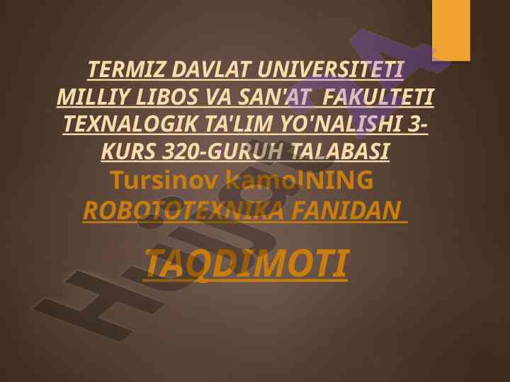 Uzatmalar turlanishi taqdimoti