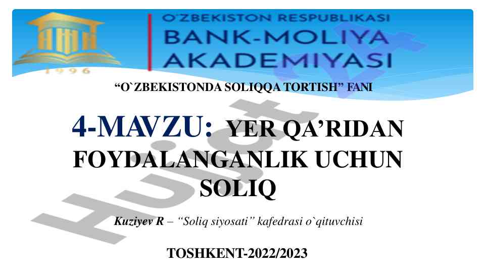 O`zbekistonda soliqqa tortish