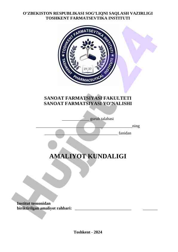 Amaliyot kundaligi sharoitlari bilan tanishtirish