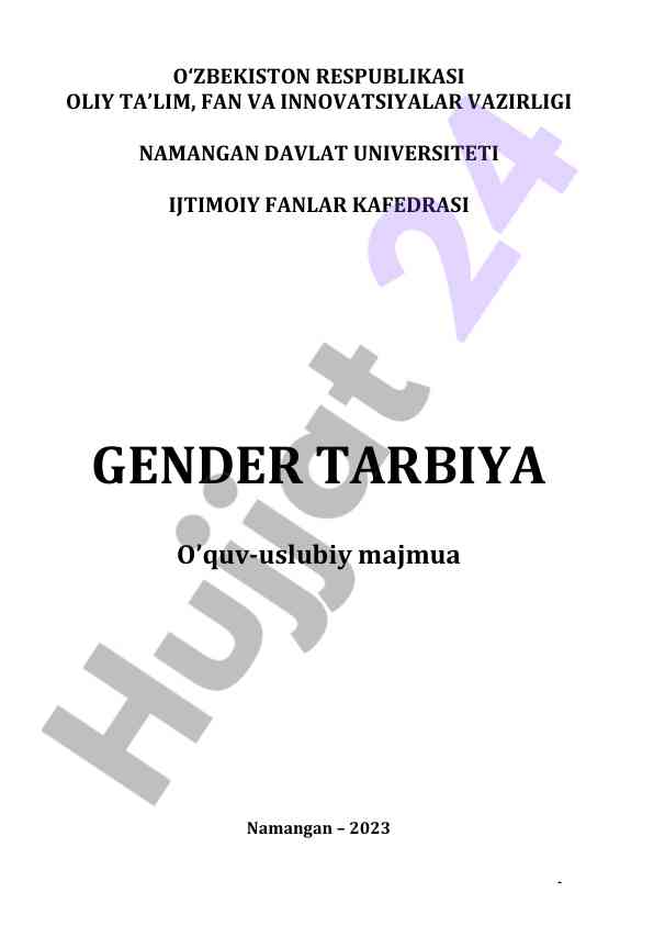 Gender tarbiya o‘quv kursi majmua