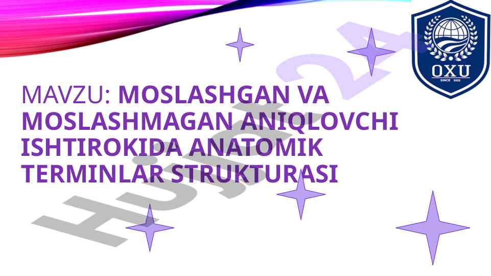 Moslashgan Va Moslashmagan Aniqlovchi Iştirakida