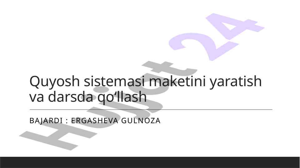 Quyosh Sistemasining Maketini Yaratish Usullari