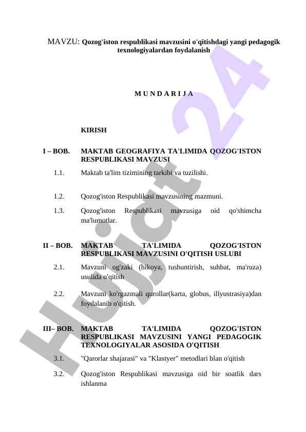 Qozog'iston respublikasini o'qitish uslublari