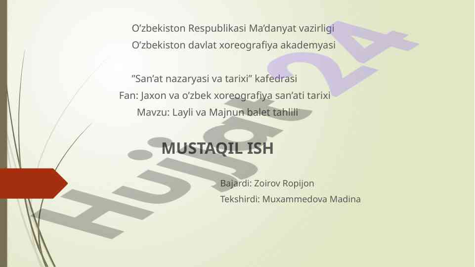 Layli va majnun balet tahlili