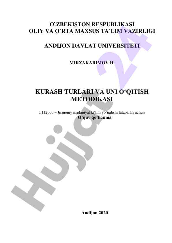 Kurash turlari va uni o‘qitish metodikasi qo‘llanma