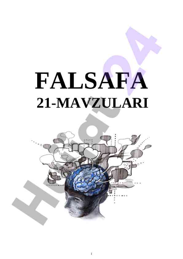 Falsafa 21-mavzulari mundarija tahlili
