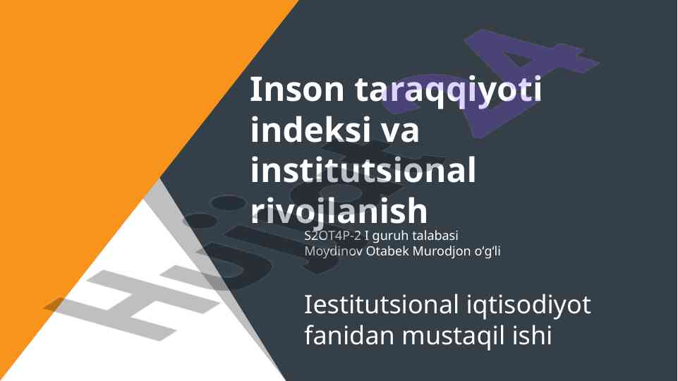 Inson taraqqiyoti indeksi va institutsional rivojlanish