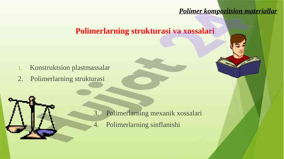 Polimerlarning strukturasi va xossalari tahlili