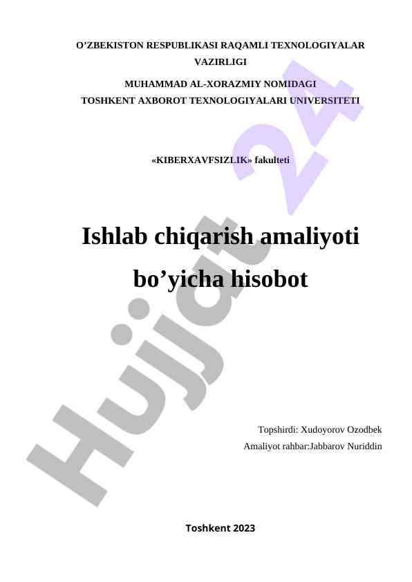 Kiberxavfsizlik amaliyoti bo'yicha hisobot
