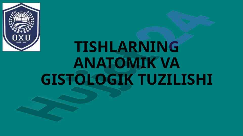 Tishlarning anatomik va gistologik tuzilishi