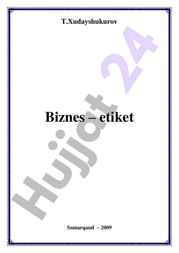 Biznes – etiket darslik talabalar uchun