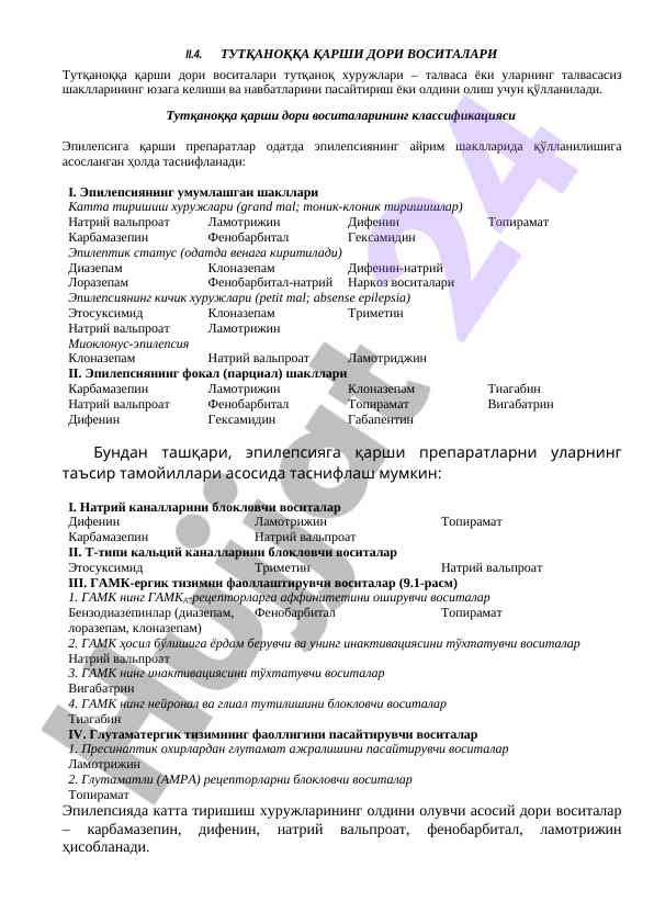 Tutqanokka qarshi dori vositalari tahlili