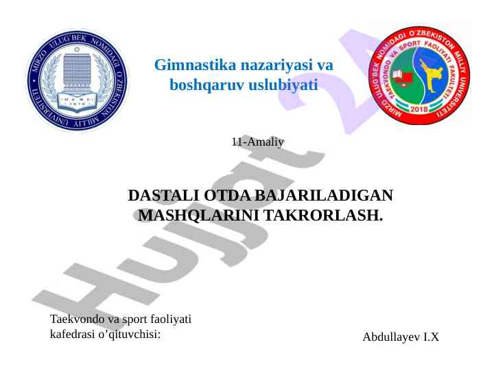 Dastali otda bajariladigan mashqlarni takrorlash