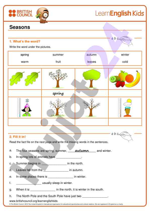 Understanding the four seasons for kids activities