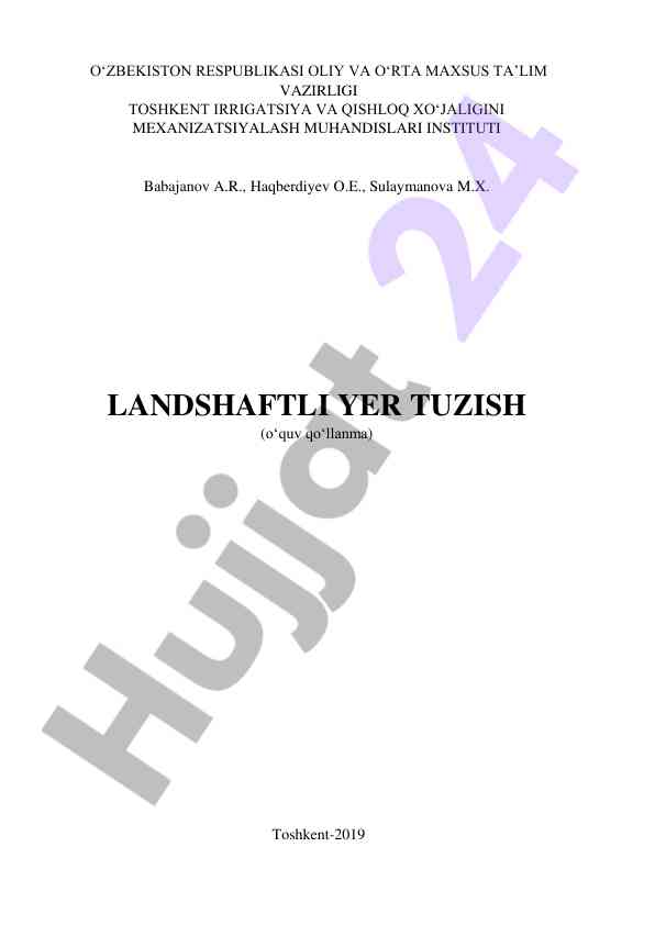 Landshaftli yer tuzish o‘quv qo‘llanma 2019