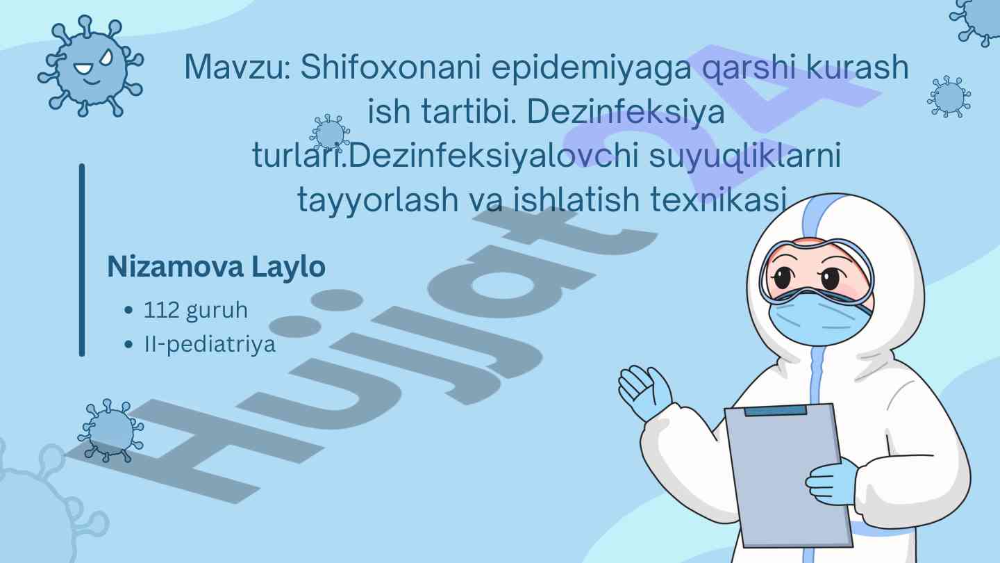 Shifoxonani epidemiyaga qarshi kurash ish tartibi