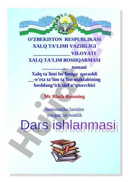 Asr va vaqt birliklari jadvali dars ishlanmasi