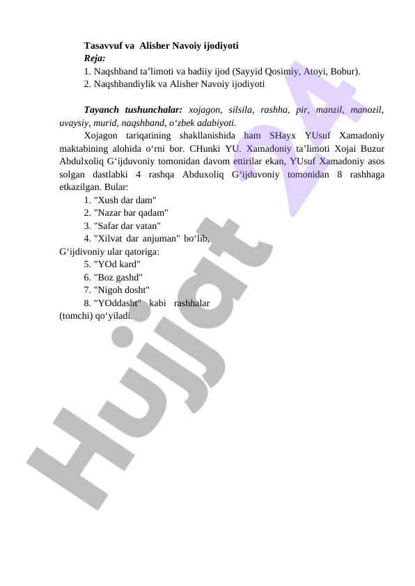 Tasavvuf va alisher navoiy ijodiyoti tahlili