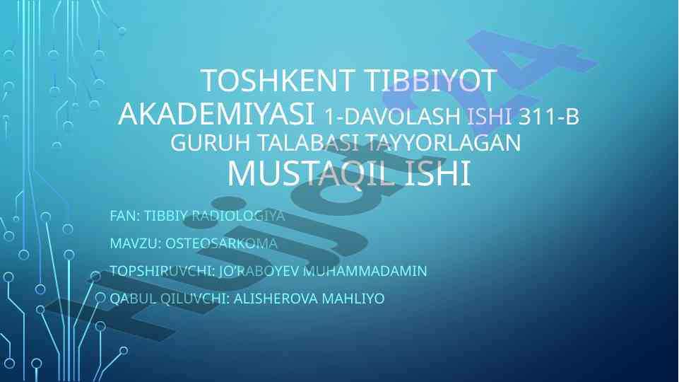 Osteosarkoma: suyak saratonining tasnifi va belgilari