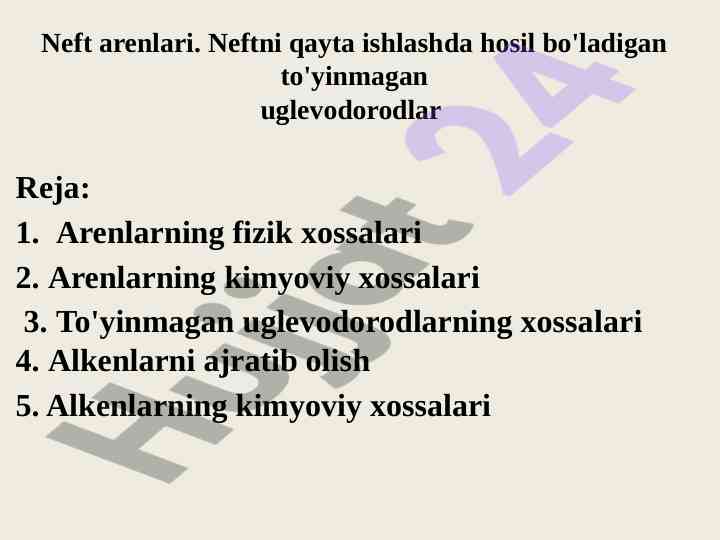 Neft arenlari va ularning xossalari
