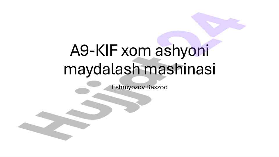 A9-kif xom ashyoni maydalash mashinasi texnik xususiyatlari