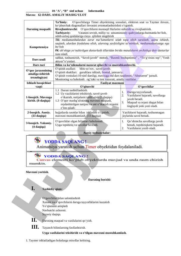 Informatika darsi amaliy mashg‘ulot o‘quv qo‘llanma