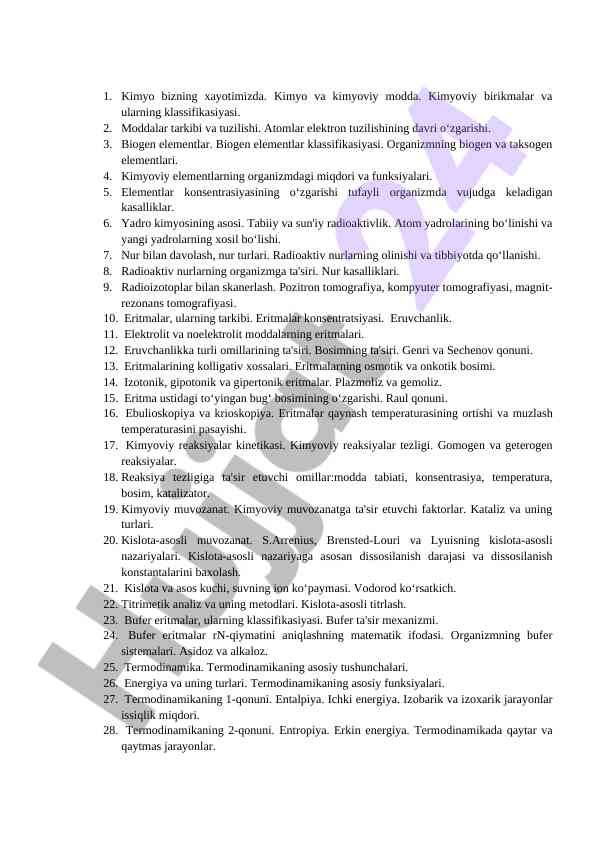 Kimyo va kimyoviy moddalarning asosiy ta'siri